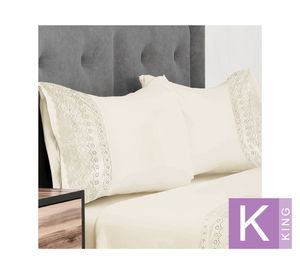Juego de sábanas king Broderie mariane crudo 144 hilos