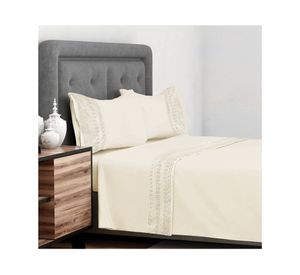 Juego de sábanas king Broderie mariane crudo 144 hilos