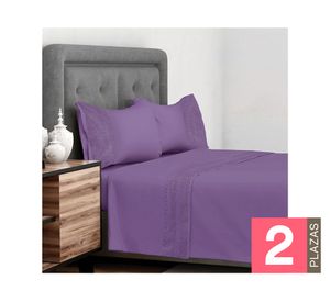 Juego de sábanas 2 plazas Broderie mariane lila 144 hilos