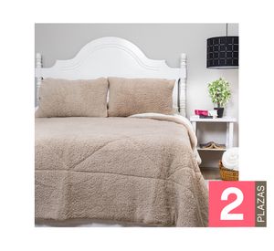 Cubrecama 2 plazas chiporro liso café claro