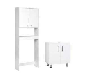 Combo estante 2 puertas + vanitorio 2 puertas blanco