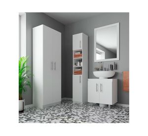 Combo vanitorio 2 puertas + despensero + estante organizador blanco