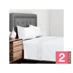 Juegode sábanas 2 plazas Broderie mariane blanco 144 hilos