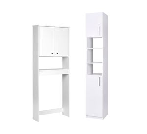 Combo estante 2 puertas + estante organizador baño 2 puertas blanco