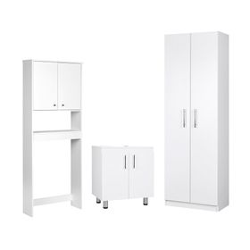 Combo estante 2 puertas + vanitorio + despensero blanco