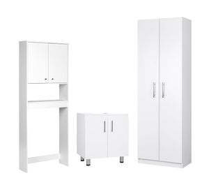 Combo estante 2 puertas + vanitorio + despensero blanco