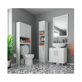 Combo estante 2 puertas + vanitorio + despensero blanco