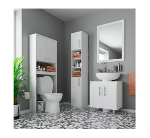 Combo estante 2 puertas + vanitorio + despensero blanco