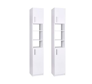 Combo 2 estantes organizador baño 2 puertas blanco