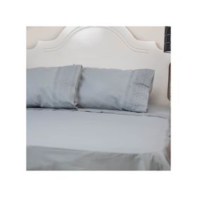 Juego sábanas 2 plazas 144H broderie Simone gris