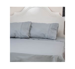 Juego sábanas 2 plazas 144H broderie Simone gris