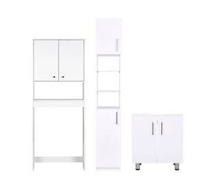 Combo estante 2 puertas + vanitorio + estante organizador blanco