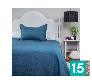 Quilt bordado 1.5 plazas Elegance azul
