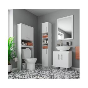 Combo estante 2 puertas + vanitorio + estante org. + despensero