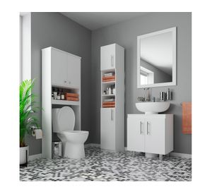 Combo estante 2 puertas + vanitorio + estante org. + despensero