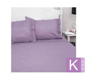 Sábana King Bordada lila