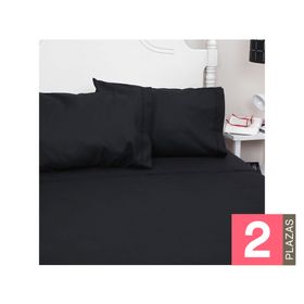 Juego sábanas 2 plazas 144H Vivo negro