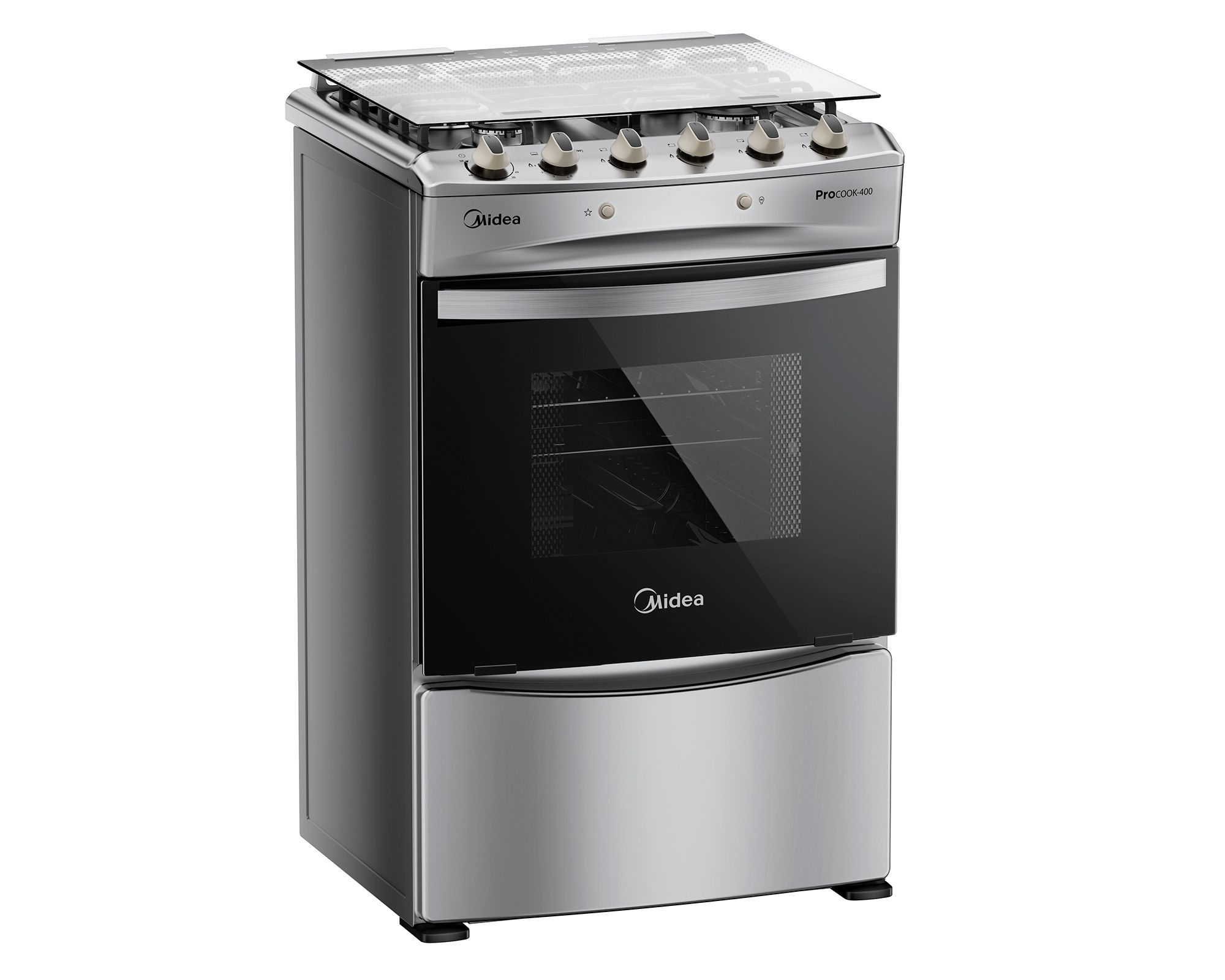Cocina a Gas 4 Quemadores Midea Acero Inoxidable MCG-4QPI24NS