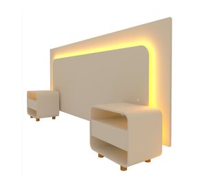 Respaldo 2 plazas + velador Innova Off White