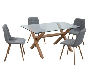 Comedor 4 sillas Domi gris 75x150x90 cm