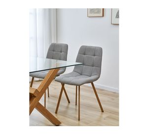 Comedor 4 sillas Domi gris 75x150x90 cm