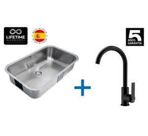 Lavaplatos 20x78.7x48.2 cm inox + Grifo negro IN 915 BK