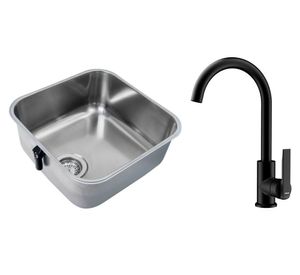 Kit lavaplatos BE 40.40.18 inox 18x43.3x43.3 cm + grifo IN 915 negro