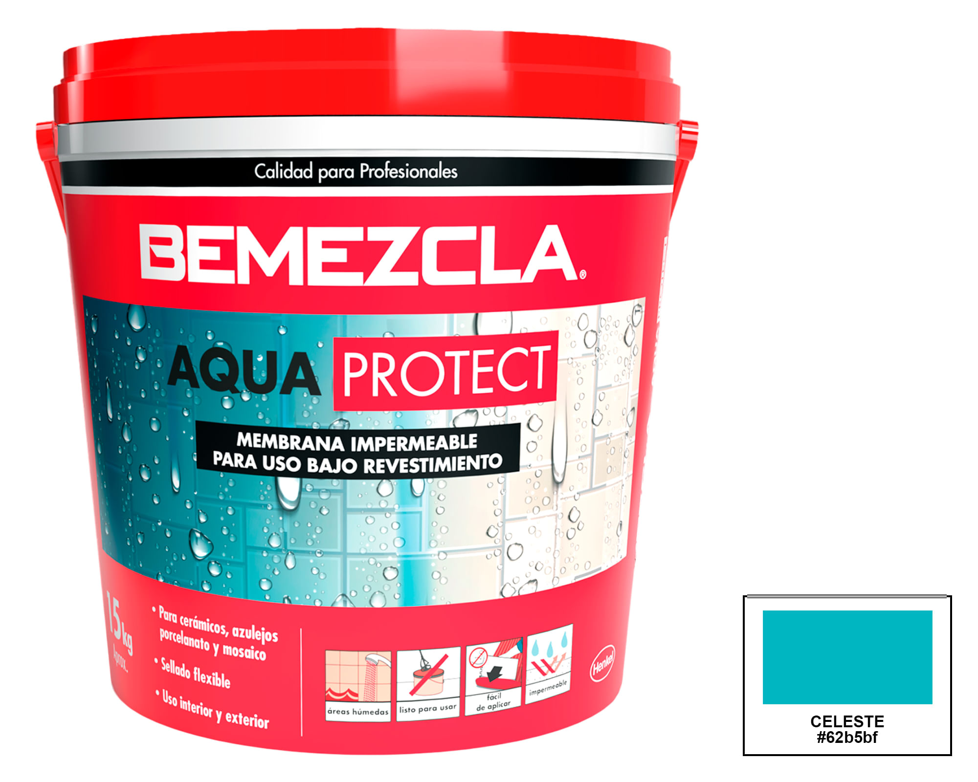 Impermeabilizante Aquapreotect tineta 15 kg celeste