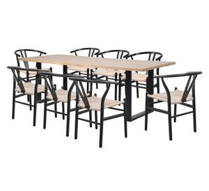 Comedor 8 sillas Leia madera/negro