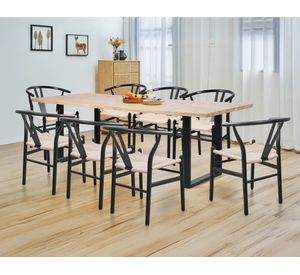 Comedor 8 sillas Leia madera/negro