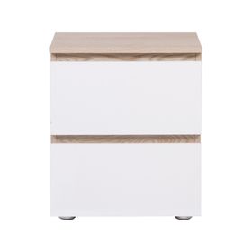 Velador 2 cajones Mallorca blanco/natural