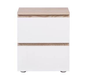 Velador 2 cajones Mallorca blanco/natural