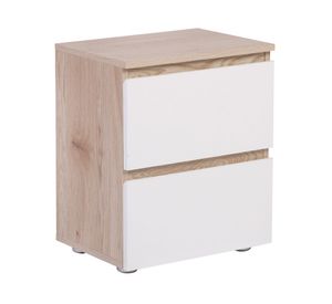 Velador 2 cajones Mallorca blanco/natural