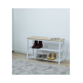 Banca zapatera blanco/natural 51x80x30 cm