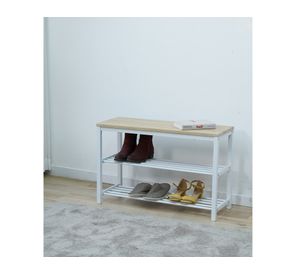 Banca zapatera blanco/natural 51x80x30 cm