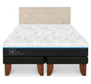 Cama europea Green Infinity king base dividida + respaldo Villarrica alpino