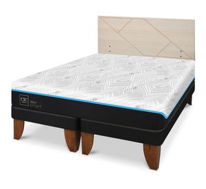 Cama europea Green Infinity king base dividida + respaldo Villarrica alpino