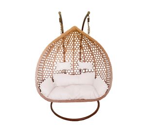 Silla colgante Hawái XXL caramelo cojín marfil