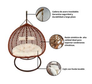 Silla colgante Hawái XL chocolate cojín marfil