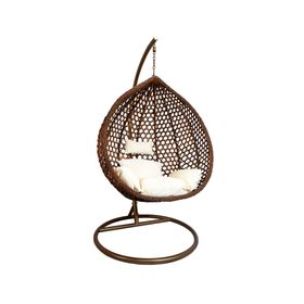 Silla colgante exterior Hawái L chocolate + cojín marfil