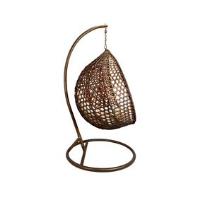 Silla colgante exterior Hawái L chocolate + cojín marfil