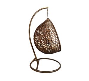 Silla colgante exterior Hawái L chocolate + cojín marfil