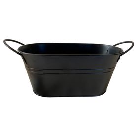 Macetero metálico asa L negro mate 24x12x10 cm