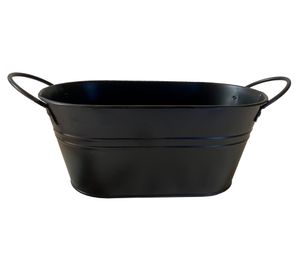 Macetero metálico asa L negro mate 24x12x10 cm