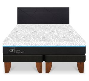 Cama europea Green Infinity king base dividida + respaldo Villarrica gris