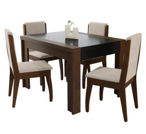 Juego de comedor 4 personas Lorenzi 1.2 rectangular castaño
