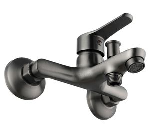 Monomando de tina ducha Gun metal gunnar gris cromado