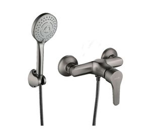 Monomando de ducha Gun metal gunnar gris cromado