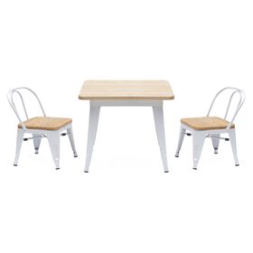 Mesa infantil Becca + 2 sillas natural/blanco
