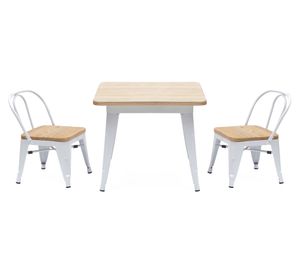Mesa infantil Becca + 2 sillas natural/blanco